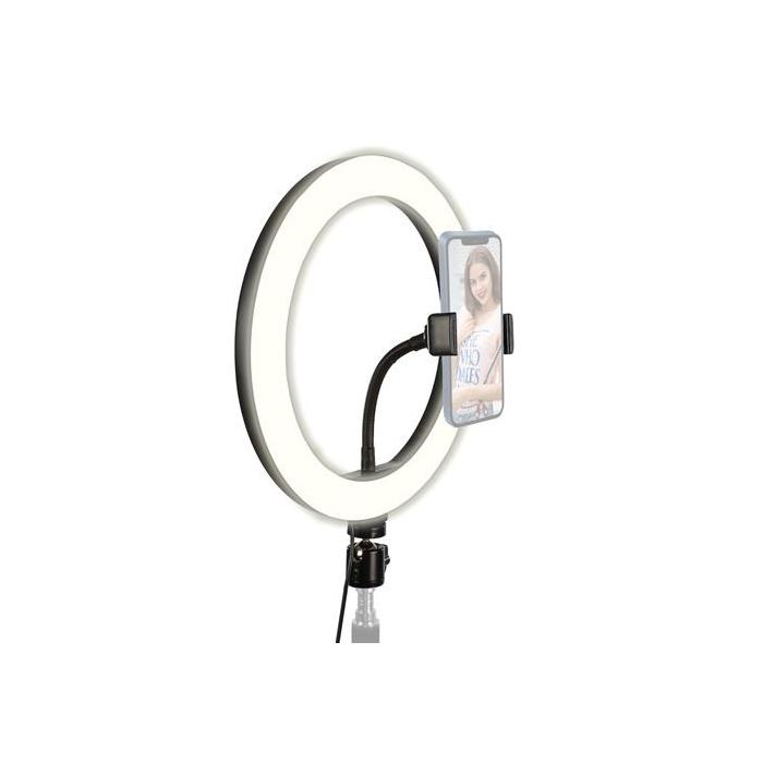 Ring Light - StudioKing RL10-USB LED dimmable bi-color ring light with smartphone holder - quick order from manufacturer