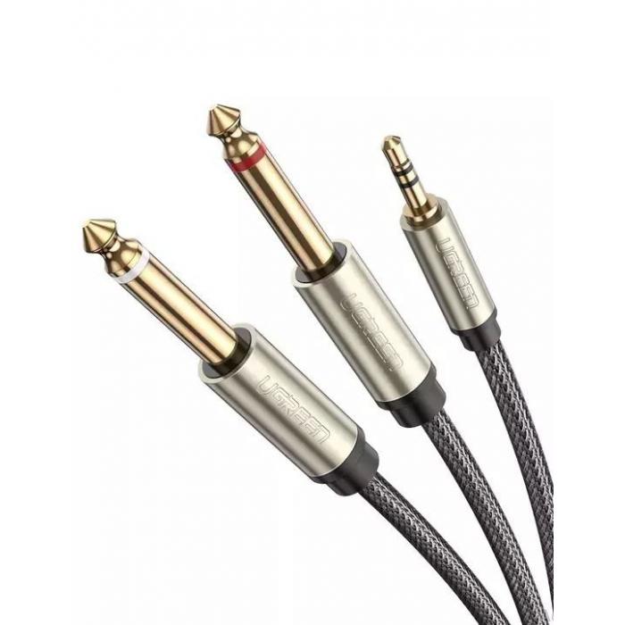 Больше не производится - UGREEN AV126 Cable TRS 3.5 mm to 2x TS - 1m (grey) (10613)