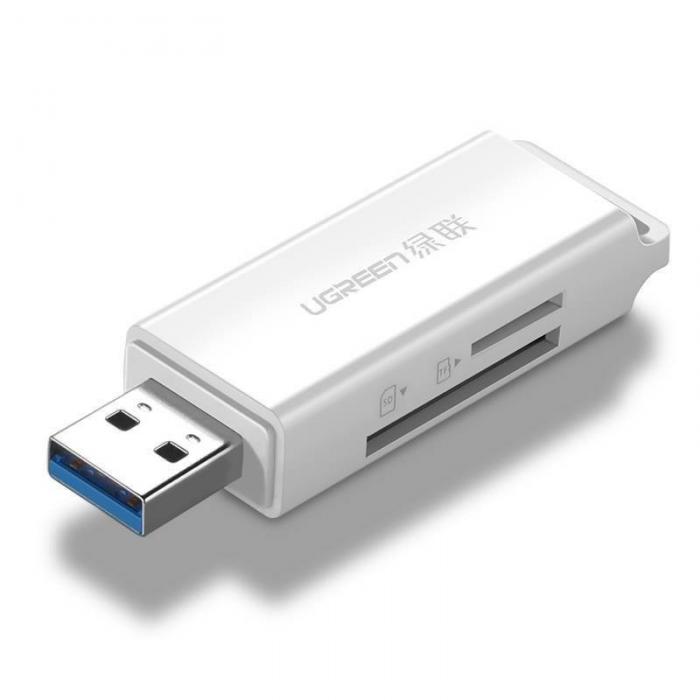 Vairs neražo - UGREEN CM104 SD/microSD USB 3.0 memory card reader (white) (40753)