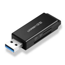 Atmiņas kartes - UGREEN CM104 SD/microSD USB 3.0 memory card reader (black) 40752 - perc šodien veikalā un ar piegādi