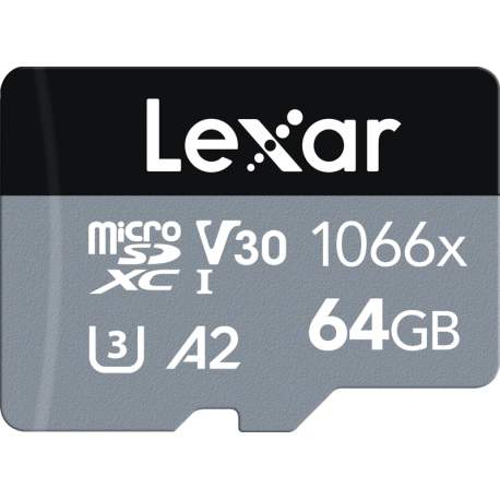 Atmiņas kartes - LEXAR PRO 1066X MICROSDHC/MICROSDXC UHS-I (SILVER) R160/W70 64GB LMS1066064G-BNANG - perc šodien veikalā un ar piegādi
