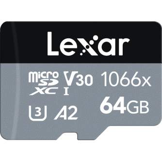 Карты памяти - LEXAR PRO 1066X MICROSDHC/MICROSDXC UHS-I (SILVER) R160/W70 64GB LMS1066064G-BNANG - купить сегодня в магазине и 