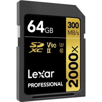 Карты памяти - LEXAR PRO 2000X SDHC/SDXC UHS-II U3(V90) R300/W260 (W/O CARDREADER) 64GB LSD2000 - купить сегодня в магазине и с 
