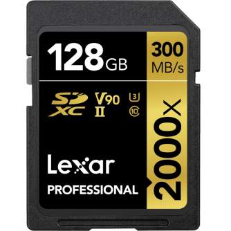 Atmiņas kartes - LEXAR PRO 2000X SDHC/SDXC UHS-II U3(V90) R300/W260 (W/O CARDREADER) 128GB LSD2000128G-BNNNG - купить сегодня в 