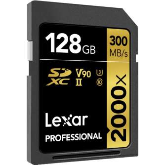 Atmiņas kartes - LEXAR PRO 2000X SDHC/SDXC UHS-II U3(V90) R300/W260 (W/O CARDREADER) 128GB LSD2000128G-BNNNG - perc šodien veikalā un ar piegādi