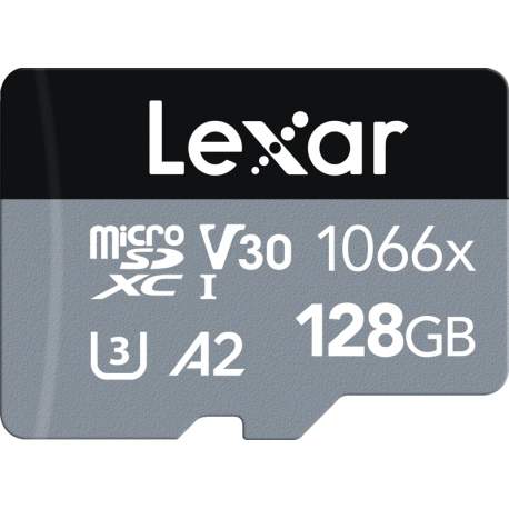 Atmiņas kartes - LEXAR PRO 1066X MICROSDHC/MICROSDXC UHS-I (SILVER) R160/W120 128GB LMS1066128G-BNANG - perc šodien veikalā un ar piegādi