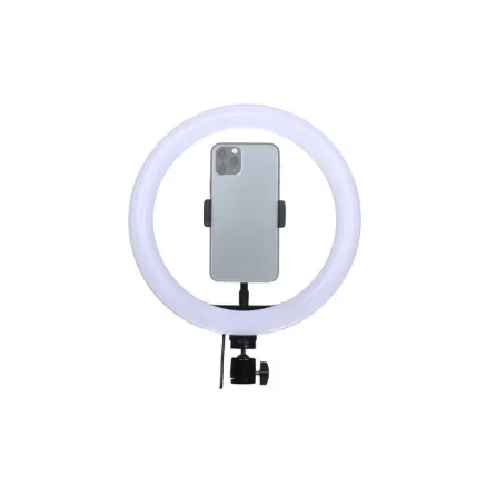 StudioKing SK-K191 LED dimmable bi-color LED ring light with stand and smartphone