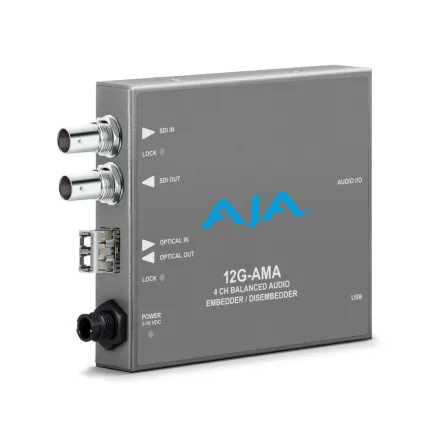 AJA 12G-AMA 12G-SDI, 4-Channel Balanced Audio Embedder/Disembedder with Fiber Options
