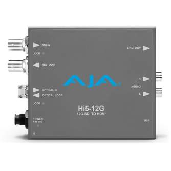 Signāla kodētāji, pārveidotāji - AJA HI5-12G-R-ST 12G-SDI to HDMI 2.0 Converter with ST Fiber Receiver - ātri pasūtīt no ražotāja