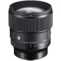 Sigma 85mm f/1.4 DG DN mākslas objekīvs Sony E-mount ar bezklikšķu diafragmas gredzenu un laikapstākļu izturīgu konstrukciju, priekšējais skats ar 11 asmeņu apaļo diafragmu