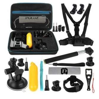 Action kameru aksesuāri - Puluz Set of 20 accessories for sports cameras PKT11 Combo Kits - perc šodien veikalā un ar piegādi