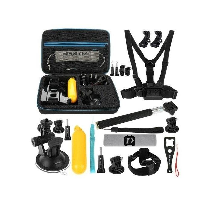 Sporta kameru aksesuāri - Puluz Set of 20 accessories for sports cameras PKT11 Combo Kits - купить сегодня в магазине и с достав