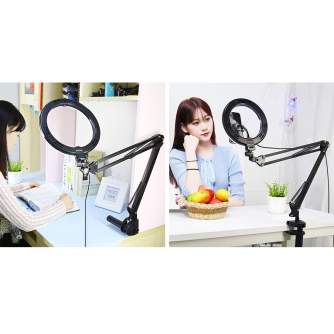 Ring Light - Puluz Foldable arm stand 10 inch 26cm bi-color LED Ring Vlogging Video Light Live PKT3090B - buy today in store and with delivery