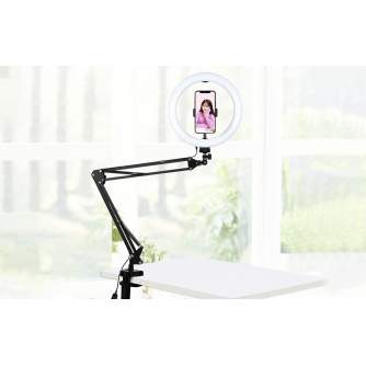 Ring Light - Puluz Foldable arm stand 10 inch 26cm bi-color LED Ring Vlogging Video Light Live PKT3090B - buy today in store and with delivery