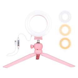 Ring Light - Puluz 12cm bi-color w tripod LED Ring Vlogging Video Light Live PKT3091F - buy today in store and with delivery