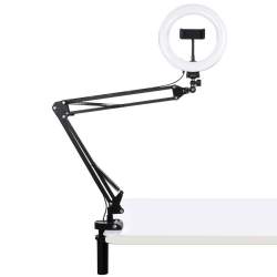 LED Gredzenveida lampas - Puluz Foldable arm stand + 8 inch 20cm bi-color LED Ring Vlogging Video Light Live PKT3089B - perc šodien veikalā un ar piegādi