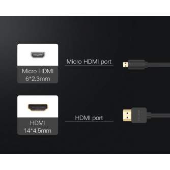 Больше не производится - UGREEN HD127 Micro HDMI to HDMI cable 2.0V full copper 2m