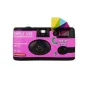 Lomography Simple Use Film Camera preloaded with exclusive Lomochrome Purple 400 ISO film, featuring vibrant purple hues and built-in color gel flash filters for creative photography
