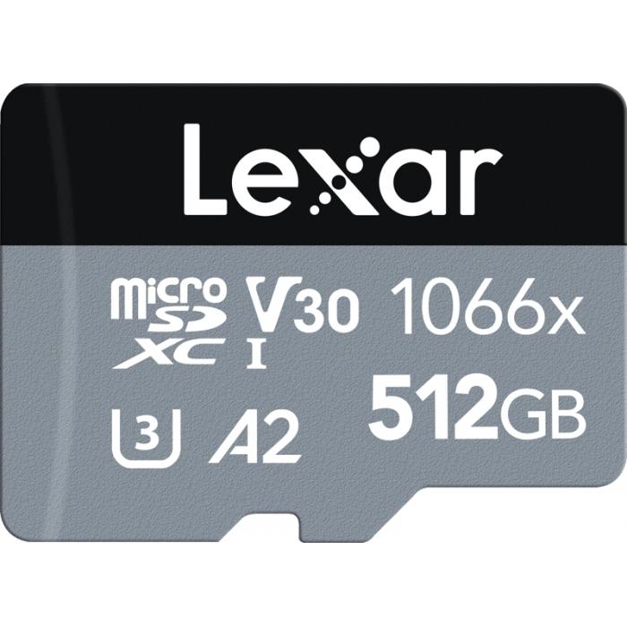 Atmiņas kartes - LEXAR PRO 1066X MicroSDHC MicroSDXC UHS I SILVER R160 W120 512GB LMS1066512G-BNA - perc šodien veikalā un ar piegādi