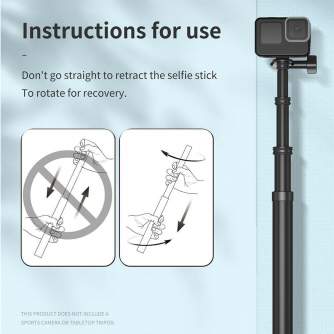 Аксессуары для экшн-камер - Telesin Ultra Light no bending Carbon Fibre 3M Selfie stick - купить сегодня в магазине и с доставко