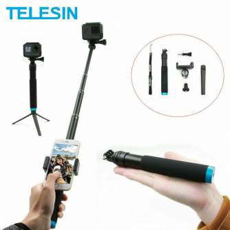 Stiprinājumi action kamerām - Telesin Selfie Aluminum monopod with aluminum trip - perc šodien veikalā un ar piegādi