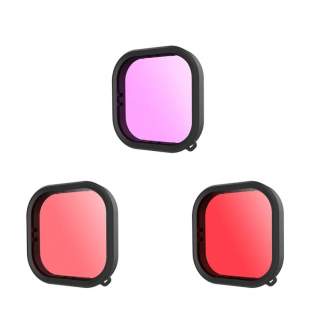 Аксессуары для экшн-камер - Telesin 3-pack (red/purple/magenta) lens filter for GoPro HERO11 hero9 HERO10 - быстрый заказ от про