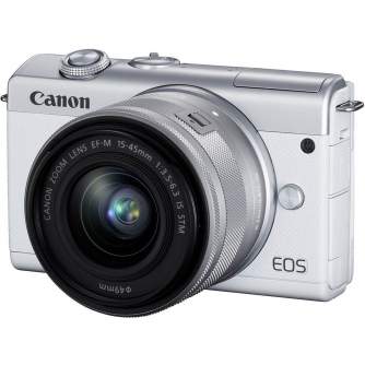 Bezspoguļa kameras - Canon EOS M200 + EF-M 15-45mm IS STM, balts 3700C010 - ātri pasūtīt no ražotāja