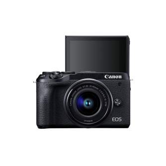 Bezspoguļa kameras - Canon EOS M6 Mark II + EF-M 15-45mm + EVF-DC2 (Black) - perc šodien veikalā un ar piegādi