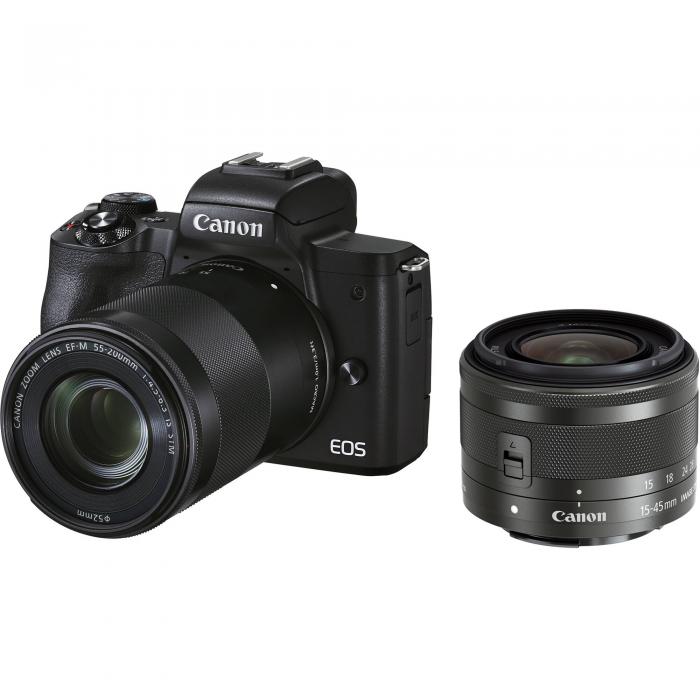 Bezspoguļa kameras - Canon EOS M50 Mark II 15-45 IS STM + 55-200 IS STM (Black) - perc šodien veikalā un ar piegādi