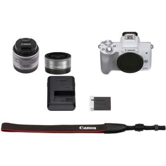 Mirrorless Cameras - Canon EOS M50 Mark II 15-45 IS STM + 22mm STM (White) - quick order from manufacturer