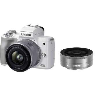 Bezspoguļa kameras - Canon EOS M50 Mark II 15-45 IS STM + 22mm STM (White) - ātri pasūtīt no ražotāja