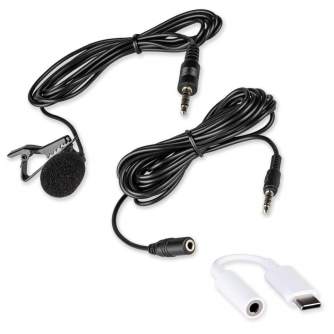 LED кольцевая лампа - HomeStudio Starter-Kit Ring Light phone holder tripod microphone levalier USB-C adapter green chromakey ba