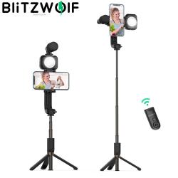 Selfiju statīvs Selfie Stick - BlitzWolf BW-BS15 telefona statīvs Selfie Stick ar led lampiņu un mikrofonu - perc šodien veikalā un ar piegādi