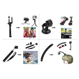 Sporta kameru aksesuāri - Puluz 50 in 1 piederumu komplekts sporta kamerām PKT39 - perc šodien veikalā un ar piegādi