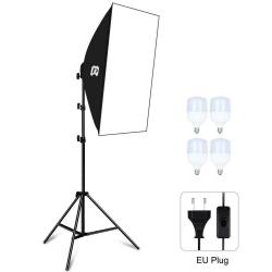 LED Light Set - Puluz Studio softbox 50x70cm, tripod, LED bulb 4 pcs PU5071EU - buy today in store and with delivery