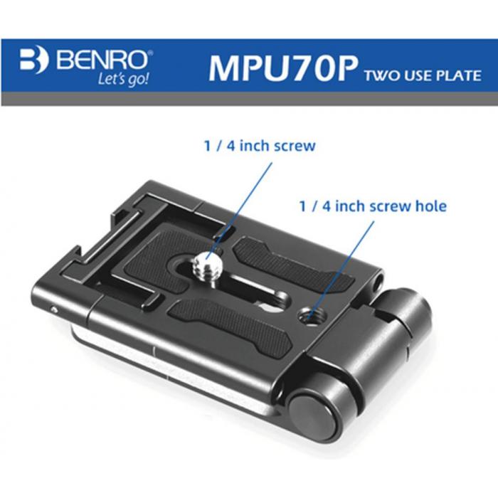 Statīvu aksesuāri - Benro quick release plate MPU70P - perc šodien veikalā un ar piegādi