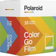Polaroid Go Film double pack with 16 instant color photos in vibrant white-bordered packaging, ready for use with Polaroid Go cameraPolaroid Go Film double pack with 16 instant color photos in vibrant white-bordered packaging, ready for use with Polaroid Go camera