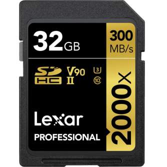 Atmiņas kartes - LEXAR Pro 2000X SDHC/SDXC UHS-II U3(V90) R300/W260 (w/o cardreader) 32GB - perc šodien veikalā un ar piegādi