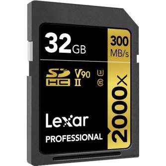 Atmiņas kartes - LEXAR Pro 2000X SDHC/SDXC UHS-II U3(V90) R300/W260 (w/o cardreader) 32GB - быстрый заказ от производителя