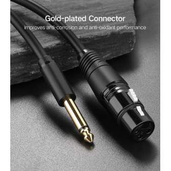 Mikrofonu aksesuāri - UGREEN AV131 6.5mm M-to-F XLR Cable 2m (Black) - perc šodien veikalā un ar piegādi