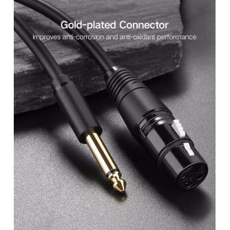 Аудио кабели, адаптеры - UGREEN AV131 6.5mm M-to-F XLR Cable 2m (Black) - купить сегодня в магазине и с доставкой
