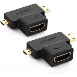 Video vadi, kabeļi - UGREEN 20144 Micro HDMI + Mini HDMI Male to HDMI Female - perc šodien veikalā un ar piegādi