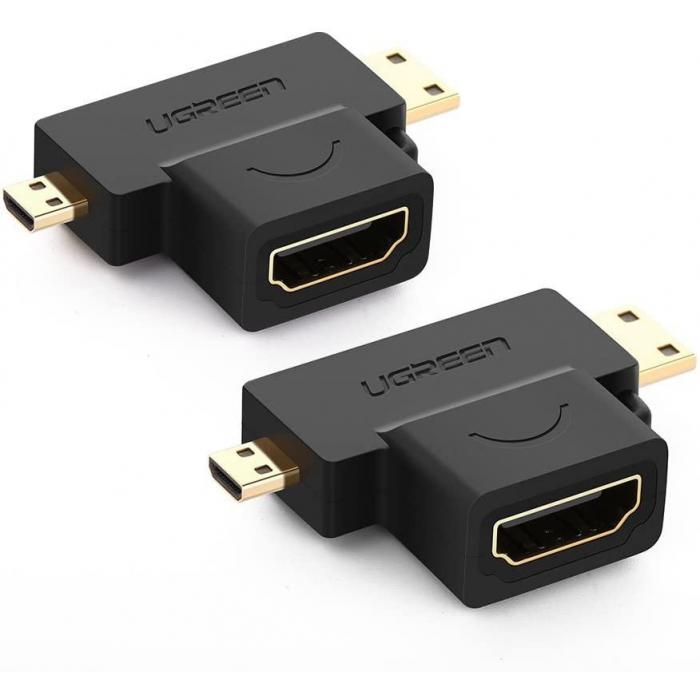 Больше не производится - UGREEN 20144 Micro HDMI + Mini HDMI Male to HDMI Female
