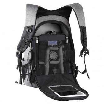 Vairs neražo - Puluz camera backpack with solar panels 14W, USB port (grey) PU5012H