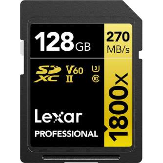 Atmiņas kartes - LEXAR Pro 1800x SDXC U3 (V60) UHS-II R270/W180 128GB - perc šodien Master Foto veikalā un ar piegādi Profesionāļu labākā izvēle