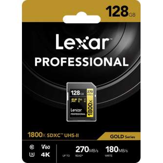Memory Cards - Lexar memory card SDXC 128GB Professional 1800x UHS-II U3 V60 LSD1800128G-BNNNG - quick order from manufacturer