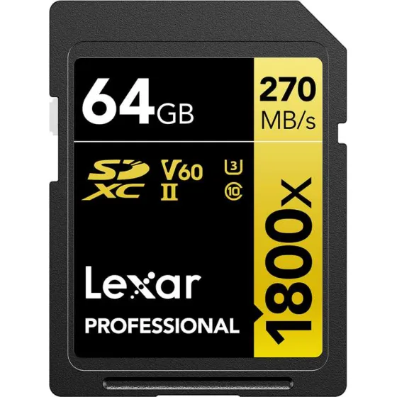 LEXAR Pro 1800x SDXC U3 (V60) UHS-II R270/W180 64GB