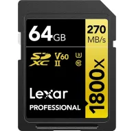 Atmiņas kartes - LEXAR Pro 1800x SDXC U3 (V60) UHS-II R270/W180 64GB - perc šodien veikalā un ar piegādiAtmiņas kartes - LEXAR Pro 1800x SDXC U3 (V60) UHS-II R270/W180 64GB - perc šodien veikalā un ar piegādi