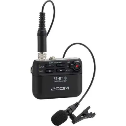 Zoom F2-BT sound recorder wtih lavalier microphone and bluetooth app control