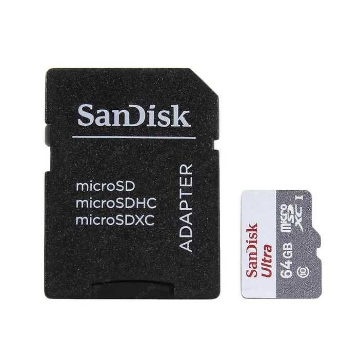 Карты памяти - SANDISK MEMORY MICRO SDXC 64GB UHS-I W/A SDSQUNR-064G-GN6TA - купить сегодня в магазине и с доставкой